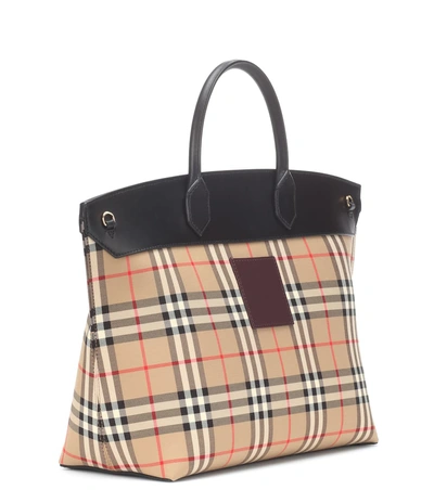 Shop Burberry Society Medium Canvas Tote In Beige