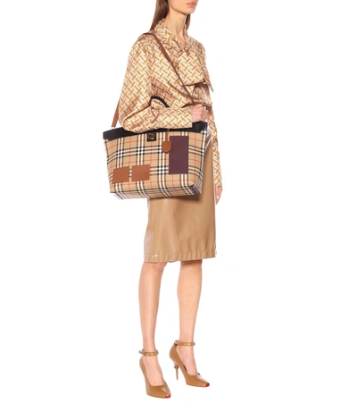 Shop Burberry Society Medium Canvas Tote In Beige