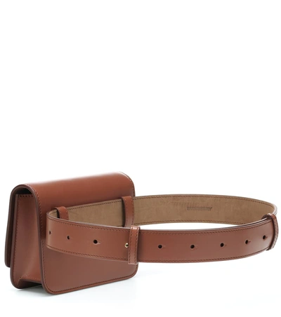 Shop Burberry Tb Leather Belt Bag In Brown