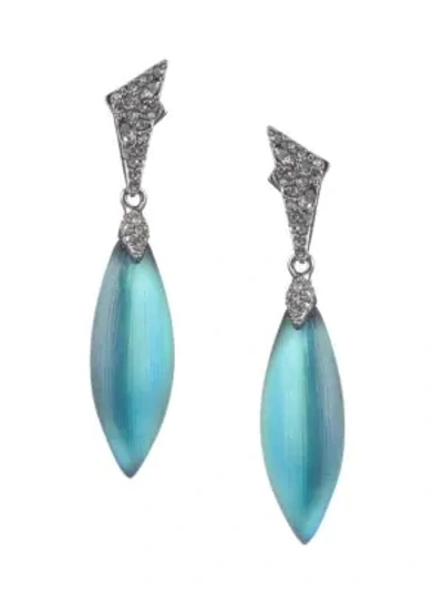 Shop Alexis Bittar Crystal Encrusted Dangling Post Earrings In Blue