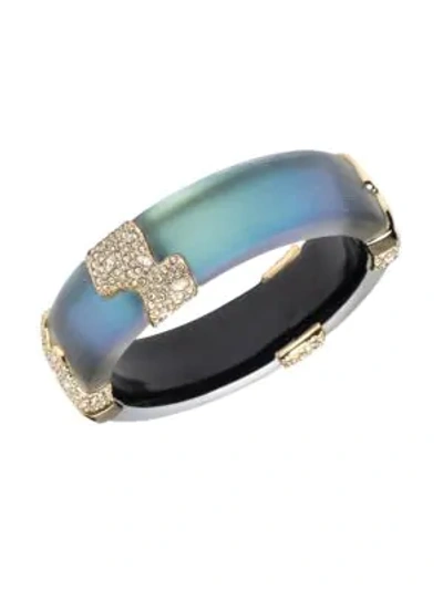 Shop Alexis Bittar 10k Goldplated & Crystal Encrusted Sectioned Hinge Bangle Bracelet In Multi