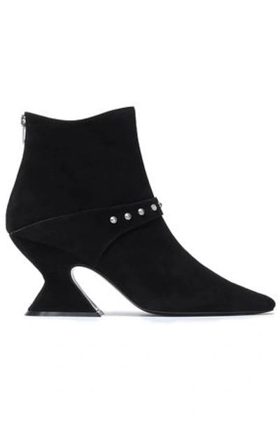 Shop Dorateymur Radio Studded Suede Ankle Boots In Black