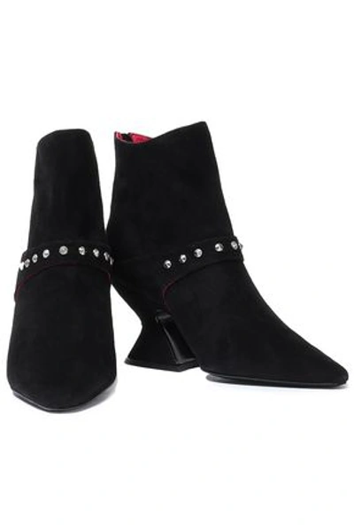 Shop Dorateymur Radio Studded Suede Ankle Boots In Black