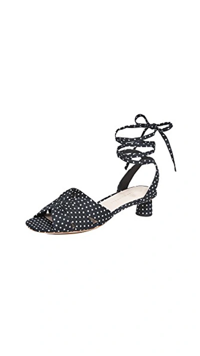 Shop Loeffler Randall Leia Ankle Wrap Low Sandals In Black/cream