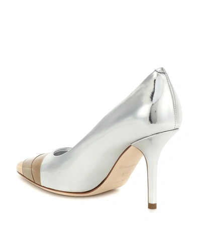 Shop Burberry Annalise Metallic Leather Pumps In Silver