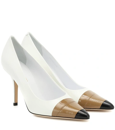 Shop Burberry Annalise 90 Leather Pumps In White