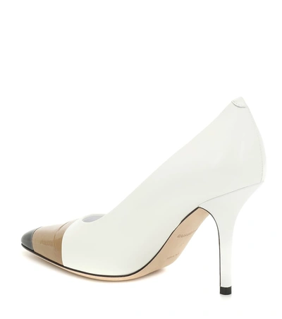 Shop Burberry Annalise 90 Leather Pumps In White
