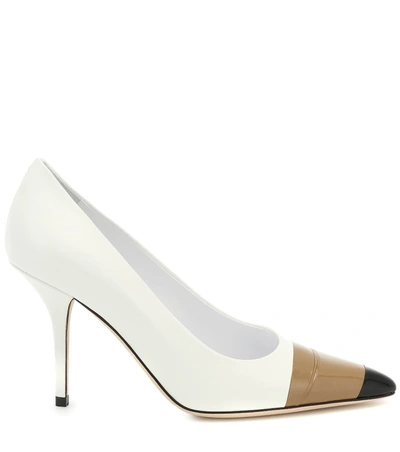 Shop Burberry Annalise 90 Leather Pumps In White