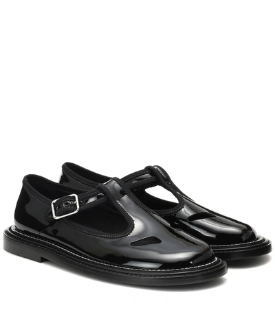 Shop Burberry Alannis Patent-leather Mary Jane Flats In Black