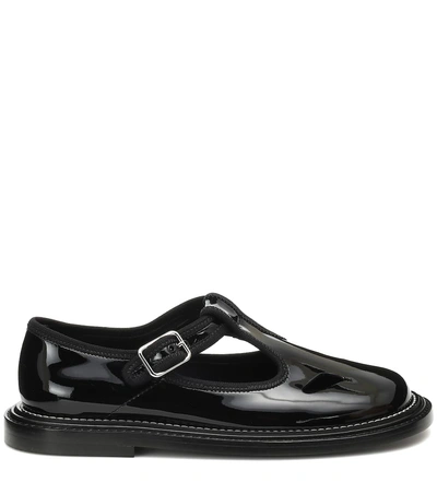 Shop Burberry Alannis Patent-leather Mary Jane Flats In Black