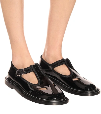 Shop Burberry Alannis Patent-leather Mary Jane Flats In Black