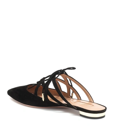 Shop Aquazzura Belgravia Suede Slippers In Black