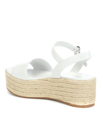 Shop Prada Leather Espadrille Sandals In White