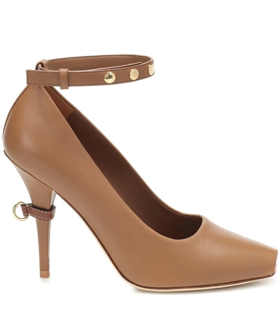 Shop Burberry Jermyn Leather Pumps In Brown