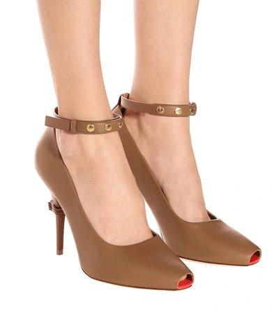 Shop Burberry Jermyn Leather Pumps In Brown