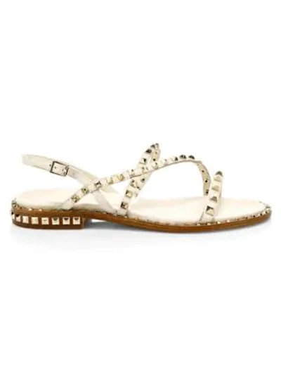 Shop Ash Peace Studded Leather Gladiator Sandals In Ivory