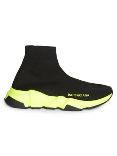 Shop Balenciaga Speed Sock Florescent-sole Sneakers In Black