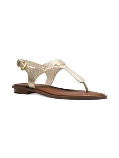 Shop Michael Michael Kors Plate Slingback Thong Sandals In Pale Gold
