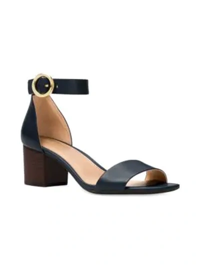 Shop Michael Michael Kors Lena Flex Mid Leather Ankle Strap Sandals In Black