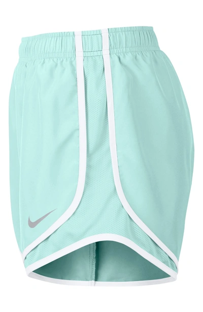 Shop Nike Dry Tempo Running Shorts In Teal Tint/ White/ Grey