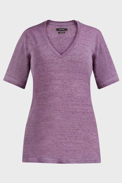Shop Isabel Marant Maree V-neck Linen T-shirt In Purple
