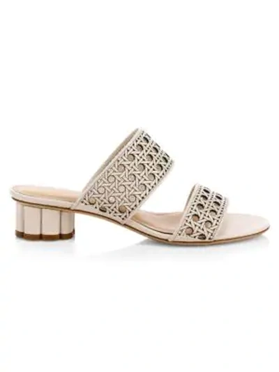 Shop Ferragamo Belluno Laser-cut Sandals In Bone