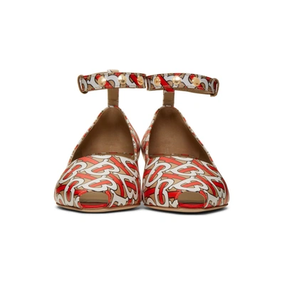 Shop Burberry White & Red Dill Heels In Tawny