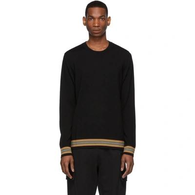 Shop Burberry Black Merino Icon Stripe Sweater
