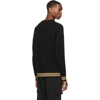 Shop Burberry Black Merino Icon Stripe Sweater