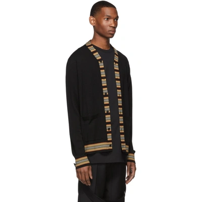 Shop Burberry Black Icon Stripe Cardigan