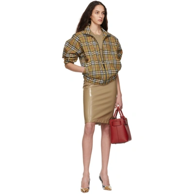 Shop Burberry Beige Merino Check Elbow Patch Sweater In Camel