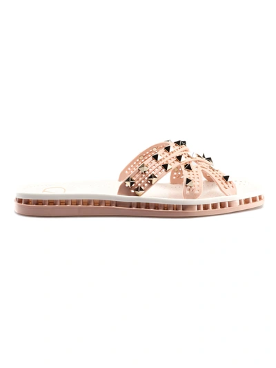 Shop Valentino Slide Flat Sandals In Rose Cannelle/bianco