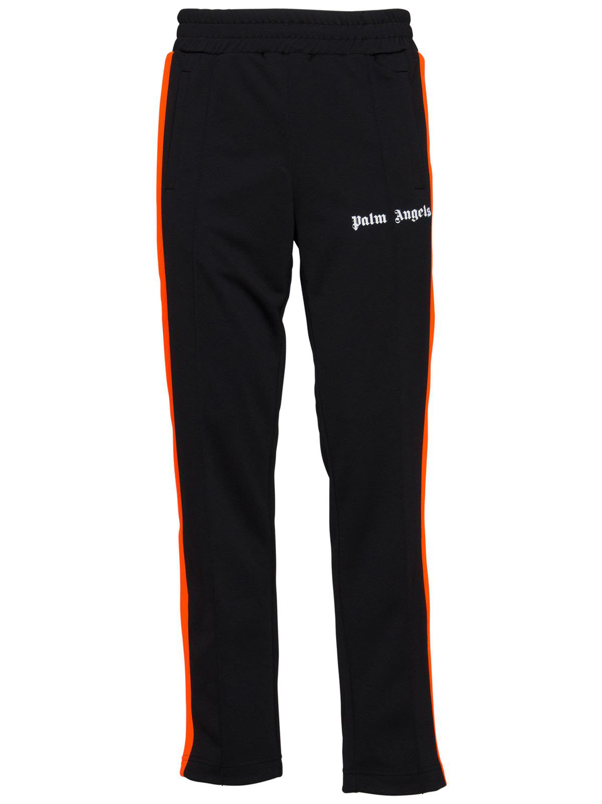 Palm Angels Palm Angel Black Track Pants In Black/orange In Nero | ModeSens