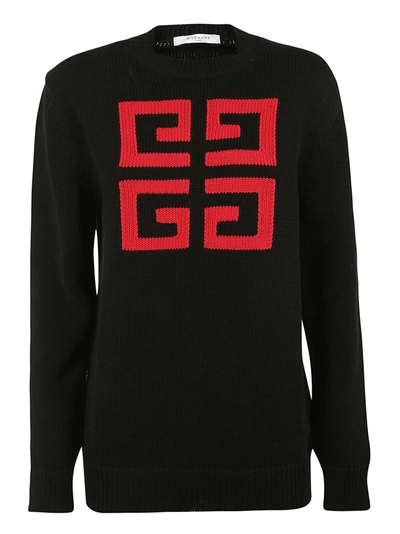 Shop Givenchy 4g Sweater In Black/red