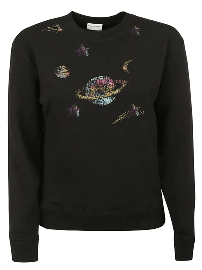 Shop Saint Laurent Space Print Sweatshirt In Black/multicolor
