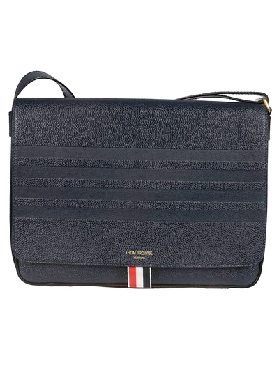 Shop Thom Browne Classic Boxy Shoulder Bag In Navy