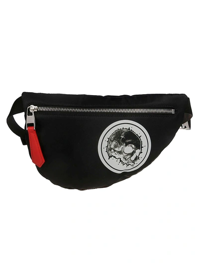 Shop Alexander Mcqueen Skull Print Belt Bag In Black/white/lover Red