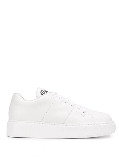 Shop Prada Logo Sneakers - White