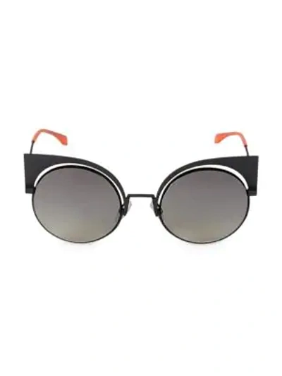 Shop Fendi 53mm Mirrored Cat's-eye Sunglasses In Dark Grey