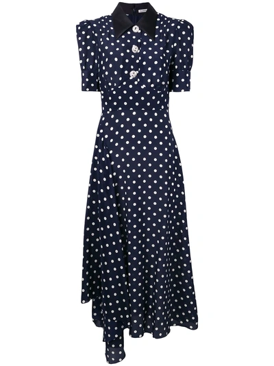 Shop Alessandra Rich Polka Dot Dress In Blue