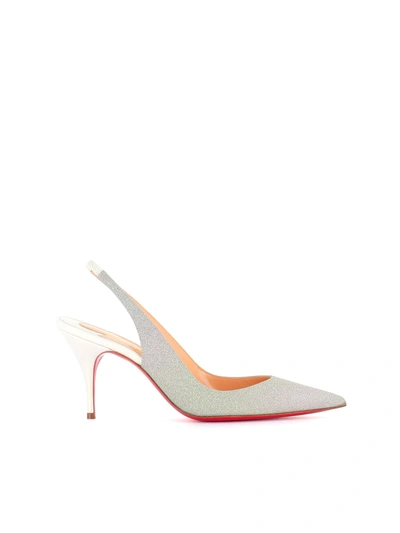 Christian Louboutin Clare Glitter Red Sole Slingback Pumps In Silver |  ModeSens