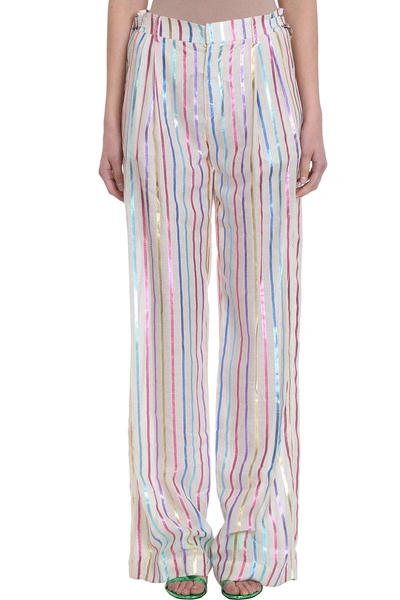 Shop Attico Striped Lurex Trousers In Multicolor