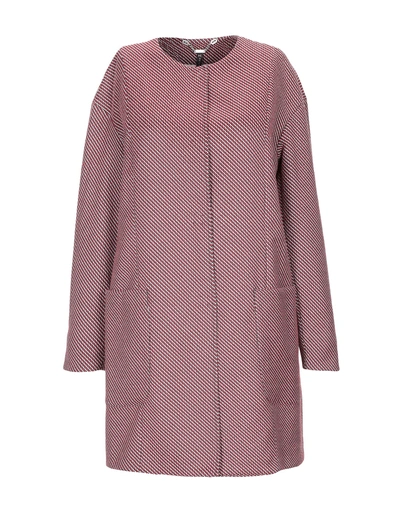 Shop Manila Grace Woman Overcoat & Trench Coat Brick Red Size 6 Polyester, Cotton, Elastane