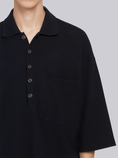 Shop Thom Browne Oversized Piqué Pocket Polo In Blue