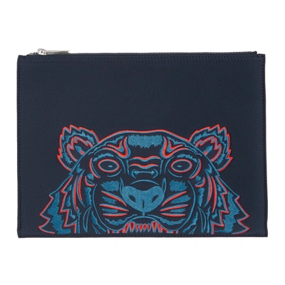 Shop Kenzo Navy Tiger Pouch In 76a Navyblu