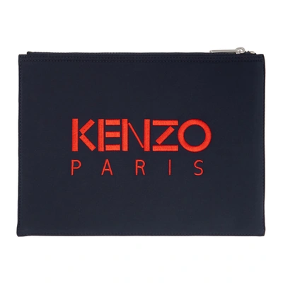 Shop Kenzo Navy Tiger Pouch In 76a Navyblu