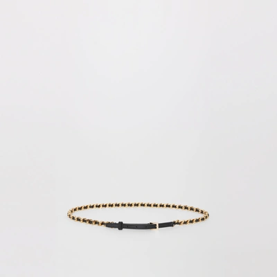 Shop Burberry D-ring Detail Leather And Chain Belt In Black