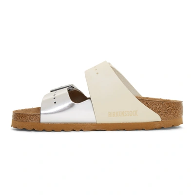 Shop Rick Owens White And Silver Birkenstock Edition Arizona Combo Sandals In 181a Oy/sil