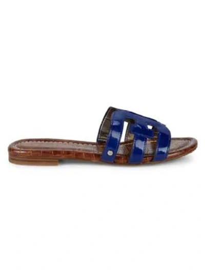 Shop Sam Edelman Bay Flat Patent Leather Sandals In Blue
