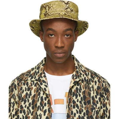 R13 Yellow Velvet Python Bucket Hat In Yelowpython